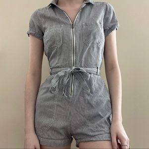 Abercrombie & Fitch Striped Zip Up Romper